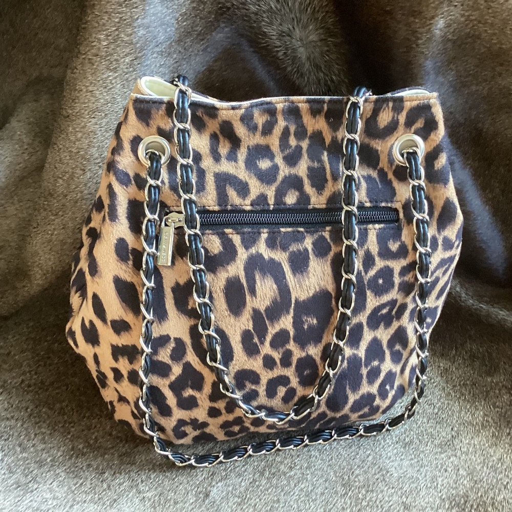 Geir Ness Leopard Safari Print Gather Top Hobo Handbag